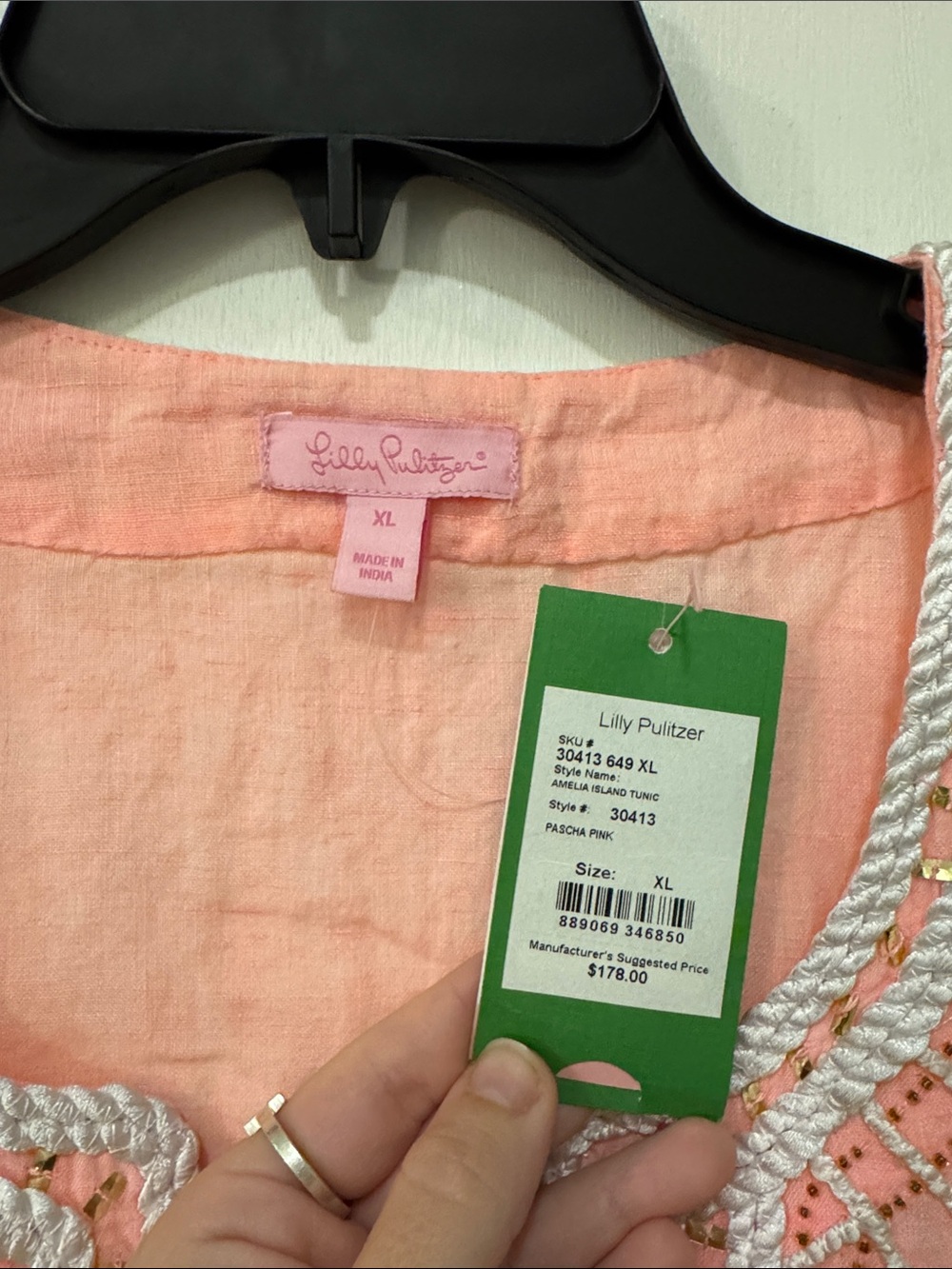 NWT Lilly Pulitzer: Amelia Island Linen Tunic in Pascha Pink - Picture 6 of 8